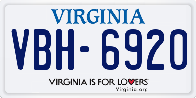 VA license plate VBH6920