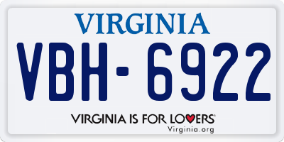 VA license plate VBH6922