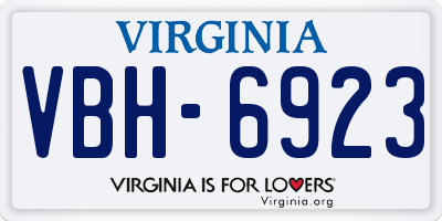 VA license plate VBH6923