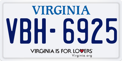 VA license plate VBH6925