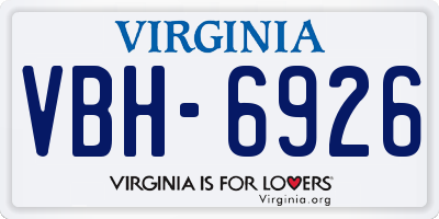 VA license plate VBH6926