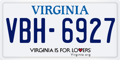 VA license plate VBH6927