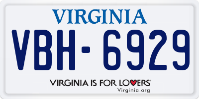 VA license plate VBH6929