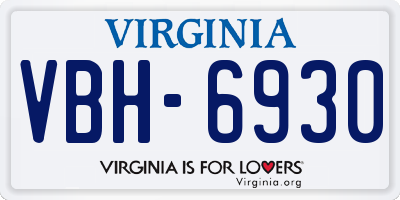 VA license plate VBH6930