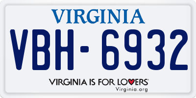 VA license plate VBH6932