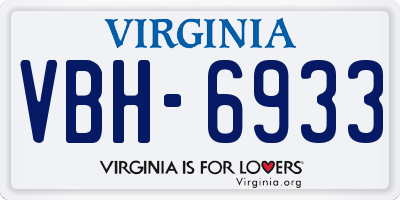 VA license plate VBH6933