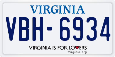 VA license plate VBH6934
