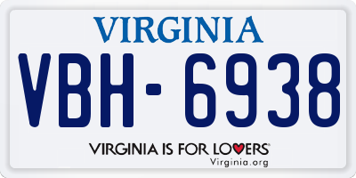 VA license plate VBH6938