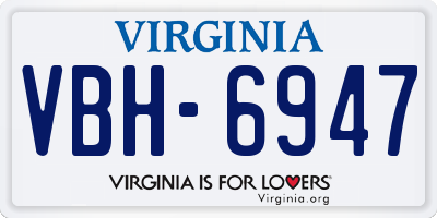VA license plate VBH6947