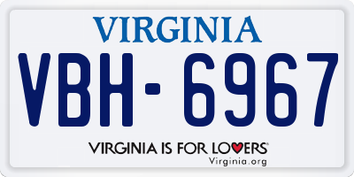 VA license plate VBH6967