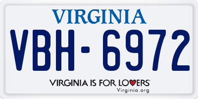 VA license plate VBH6972