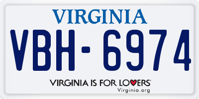 VA license plate VBH6974