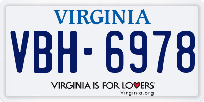 VA license plate VBH6978