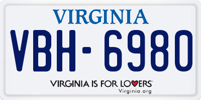 VA license plate VBH6980