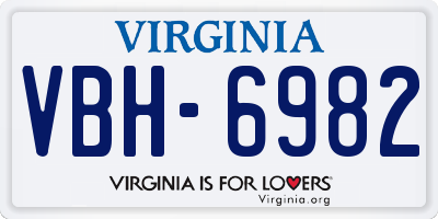 VA license plate VBH6982
