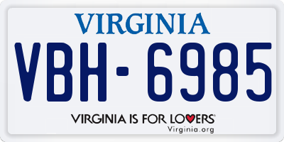 VA license plate VBH6985