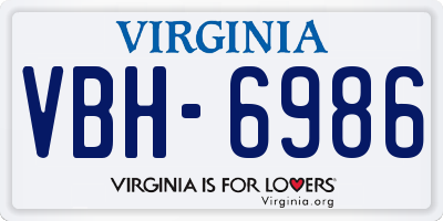 VA license plate VBH6986