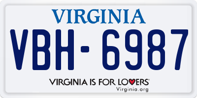 VA license plate VBH6987