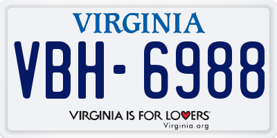 VA license plate VBH6988
