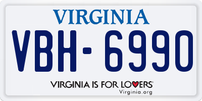 VA license plate VBH6990