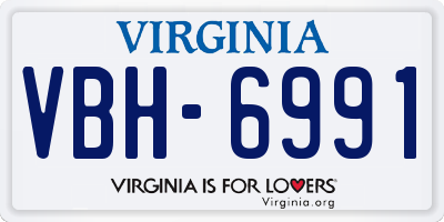 VA license plate VBH6991