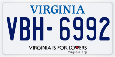 VA license plate VBH6992