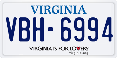 VA license plate VBH6994