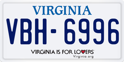 VA license plate VBH6996