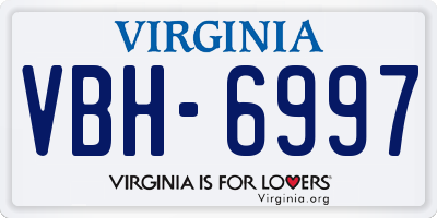 VA license plate VBH6997
