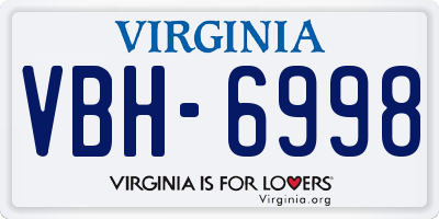 VA license plate VBH6998