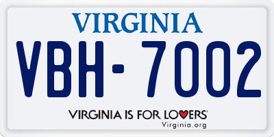 VA license plate VBH7002