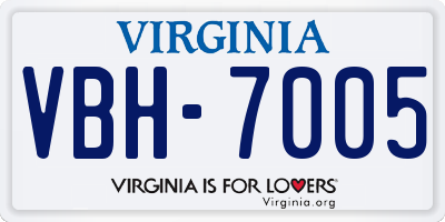 VA license plate VBH7005