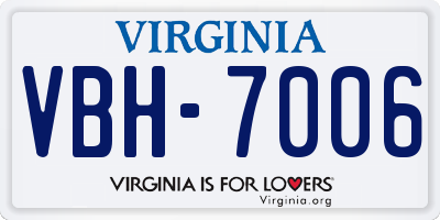 VA license plate VBH7006