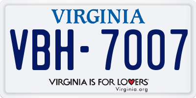 VA license plate VBH7007
