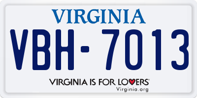 VA license plate VBH7013