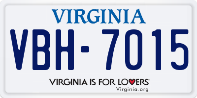 VA license plate VBH7015