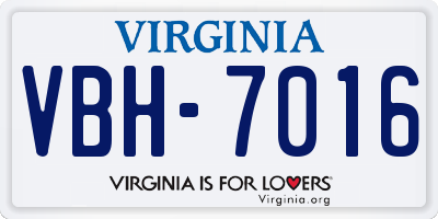 VA license plate VBH7016