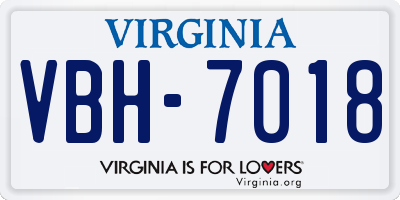 VA license plate VBH7018