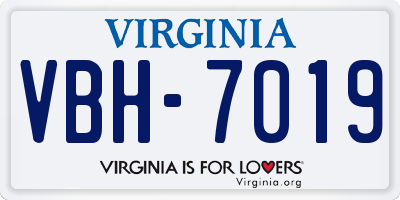 VA license plate VBH7019