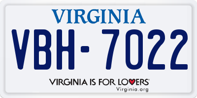 VA license plate VBH7022