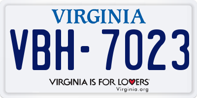 VA license plate VBH7023