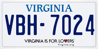 VA license plate VBH7024