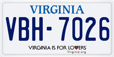 VA license plate VBH7026