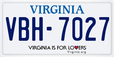 VA license plate VBH7027