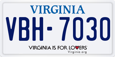 VA license plate VBH7030