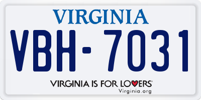 VA license plate VBH7031