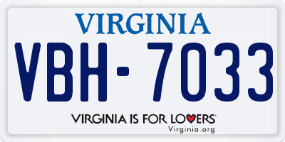 VA license plate VBH7033