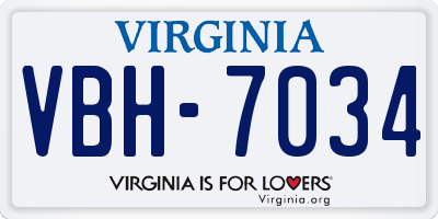 VA license plate VBH7034