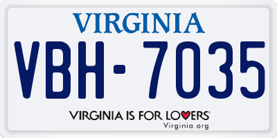 VA license plate VBH7035