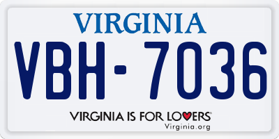 VA license plate VBH7036